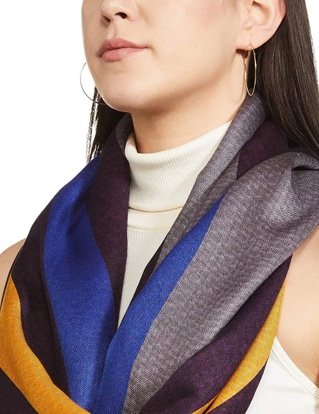 Pashtush India 70x200 Pashtush Womens Extra Soft, Printed Bamboo Scarf, Bold Freedom Stripes