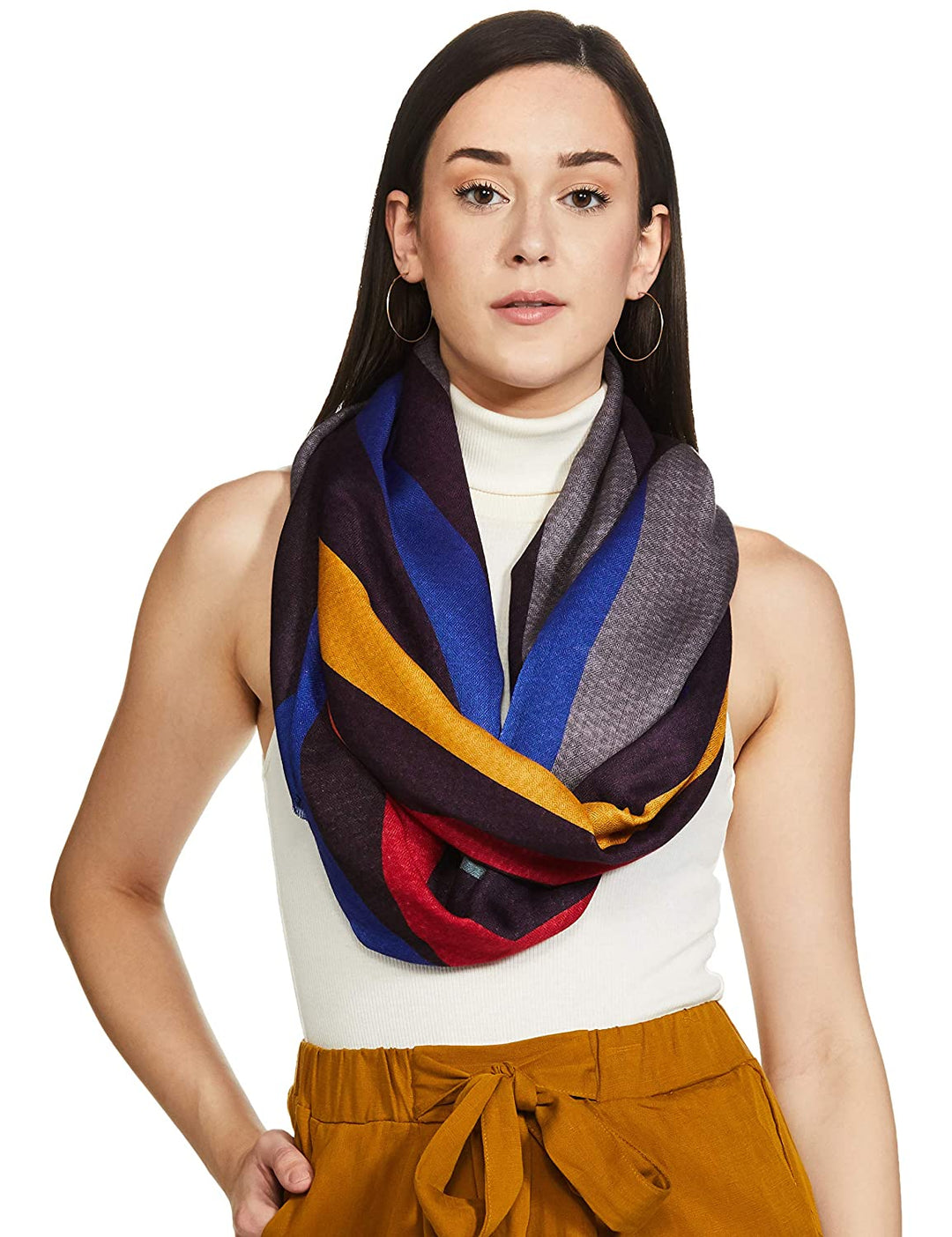 Pashtush India 70x200 Pashtush Womens Extra Soft, Printed Bamboo Scarf, Bold Freedom Stripes