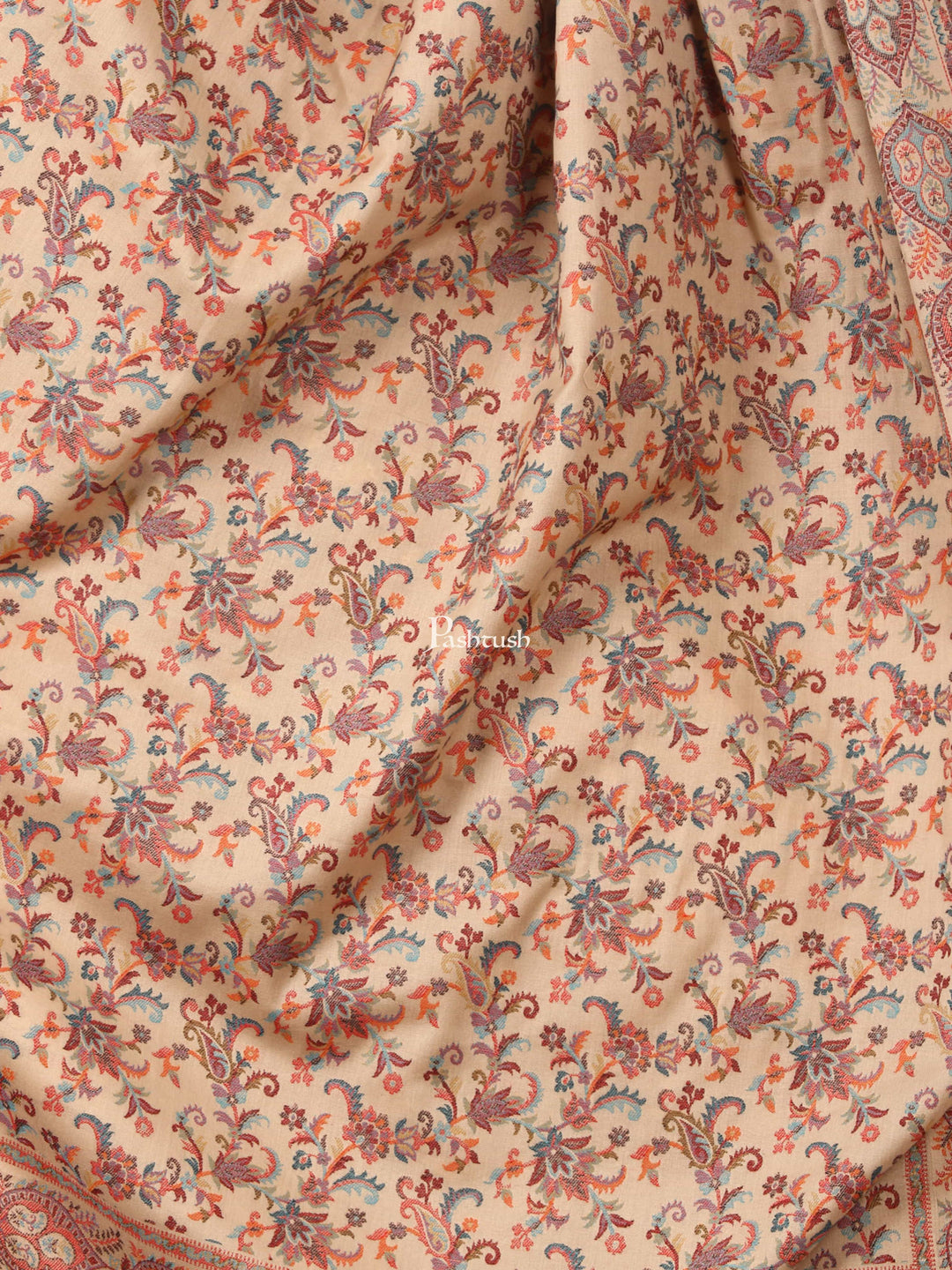 Pashtush India Womens Shawls Pashtush Womens Faux Pashmina, Ethnic Weave Shawl, Beige