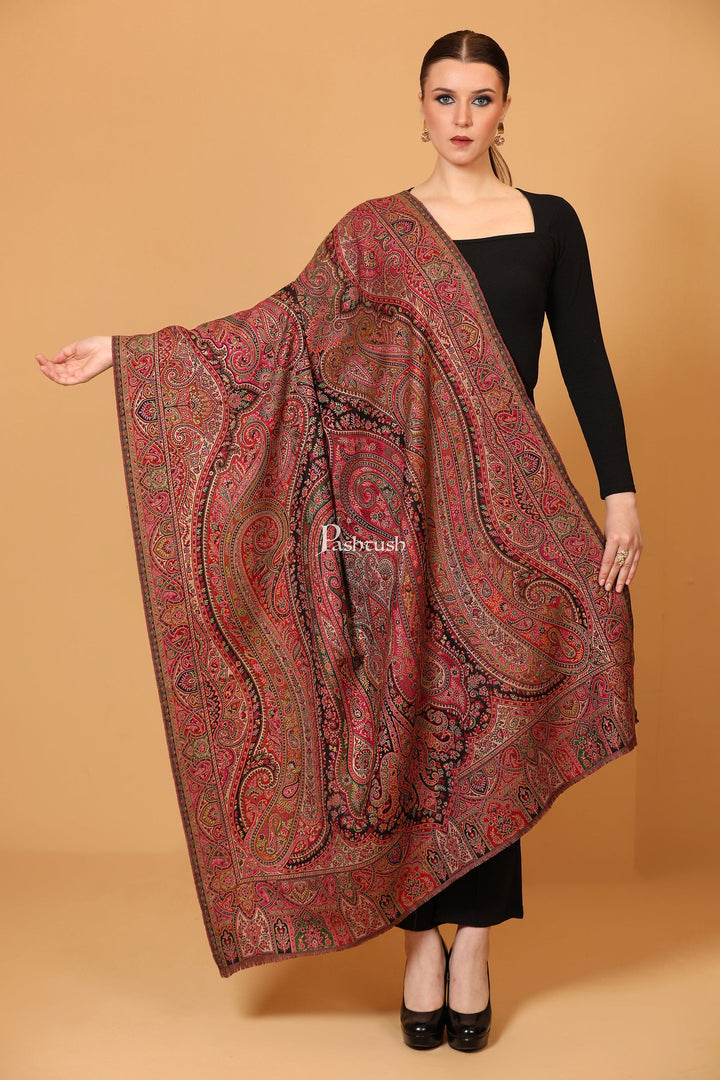 Pashtush India Womens Shawls Pashtush womens Faux Pashmina shawl, Antique Rich Garden Aesthetic design, Multicolour