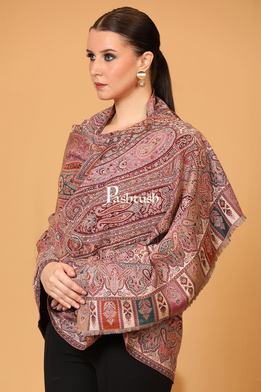 Pashtush India Womens Shawls Pashtush womens Faux Pashmina shawl, Antique Rich Garden Collection Woven Design design