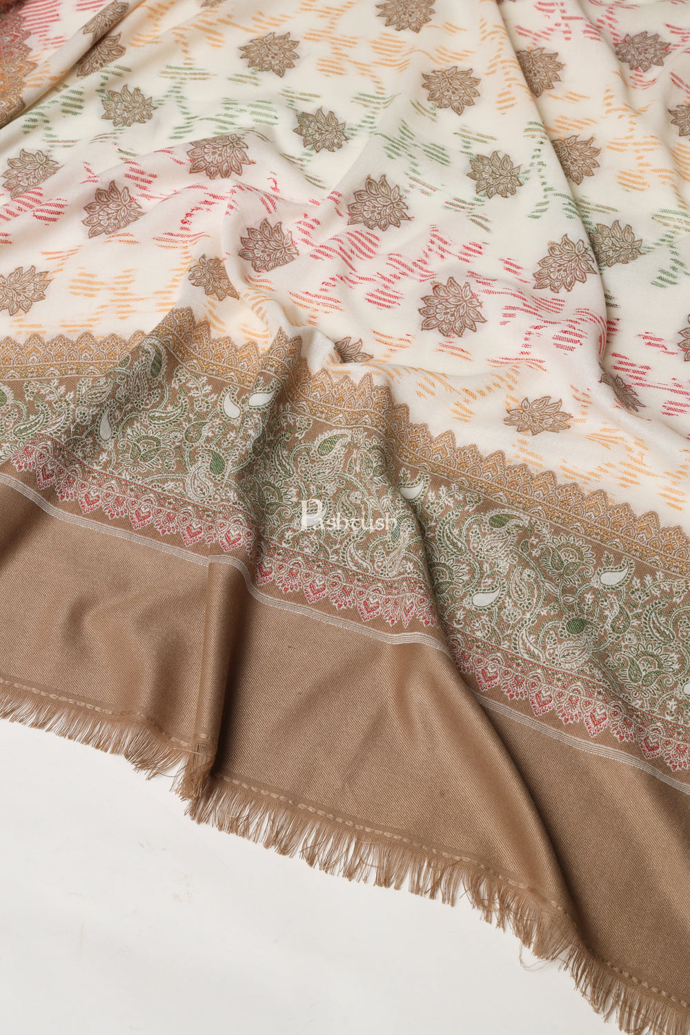 Pashtush India Womens Shawls Pashtush Womens Faux Pashmina Shawl,  Design, Ivory