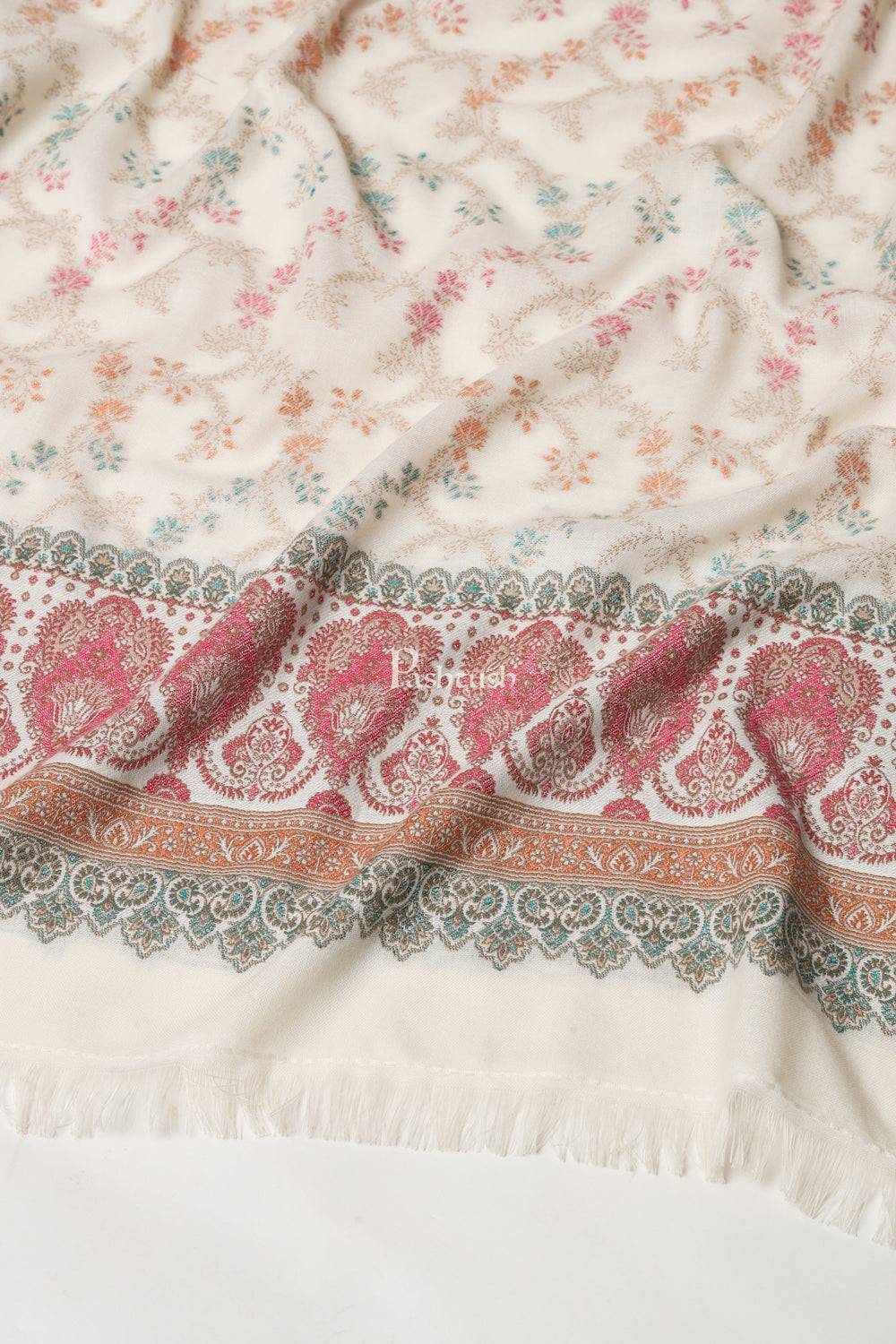 Pashtush India Womens Shawls Pashtush Womens Faux Pashmina Shawl,  Design, Ivory