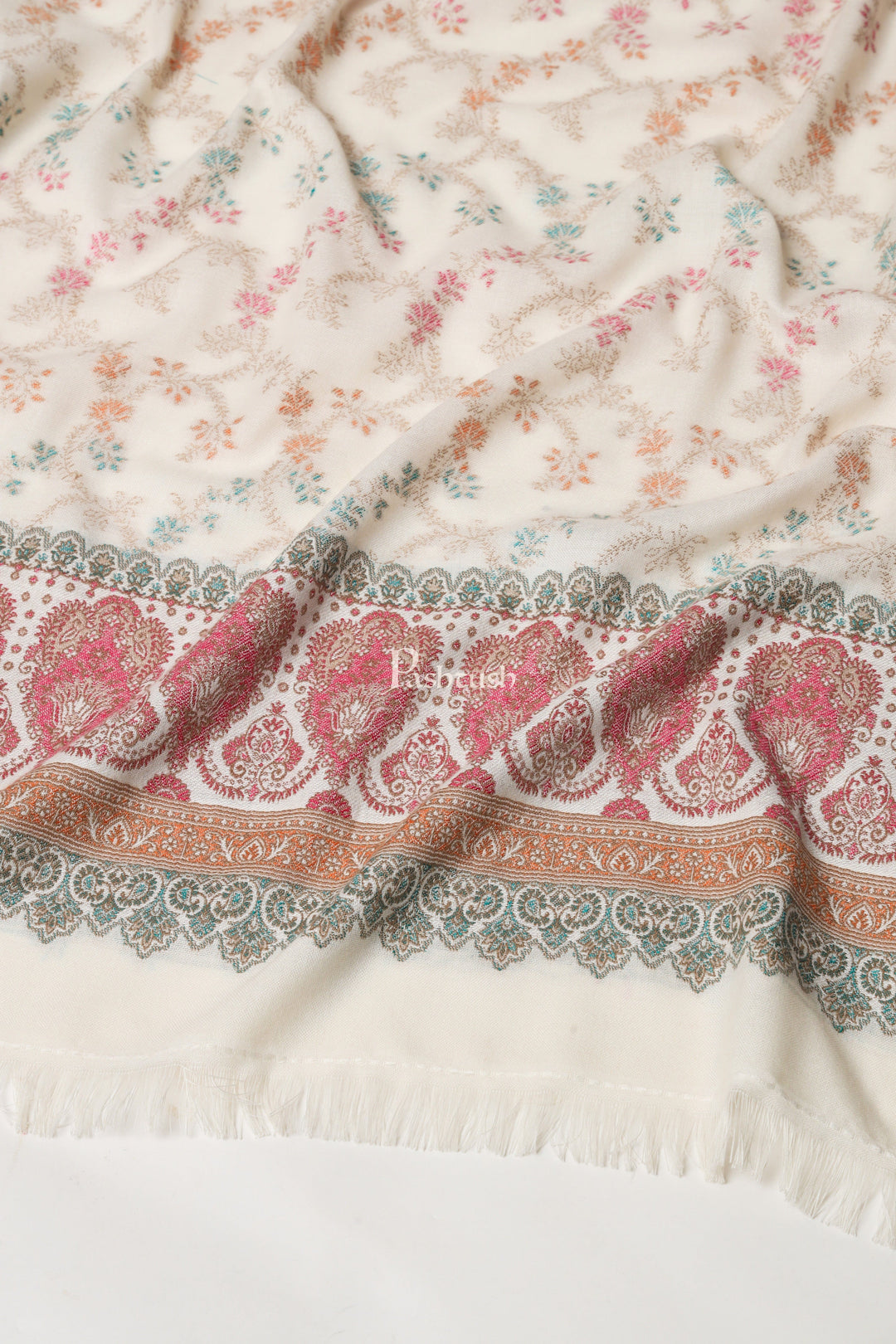 Pashtush India Womens Shawls Pashtush Womens Faux Pashmina Shawl,  Design, Ivory