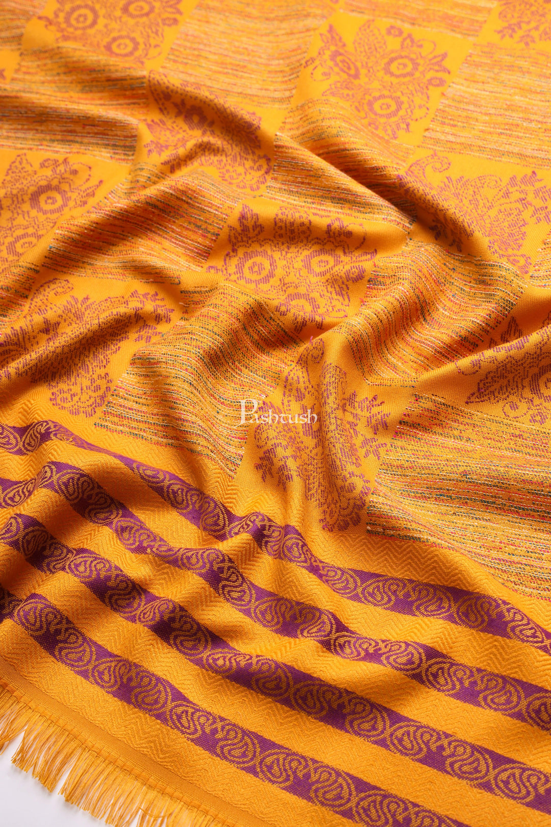 Pashtush India Womens Shawls Pashtush Womens Faux Pashmina Shawl, Design, Mustard