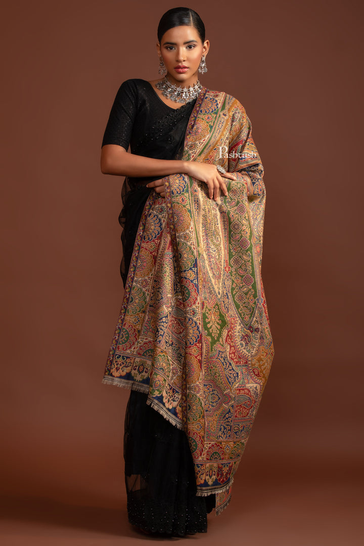 Pashtush India Womens Shawls Pashtush Womens Faux Pashmina Shawl, Ethnic  Pasiley Weave&