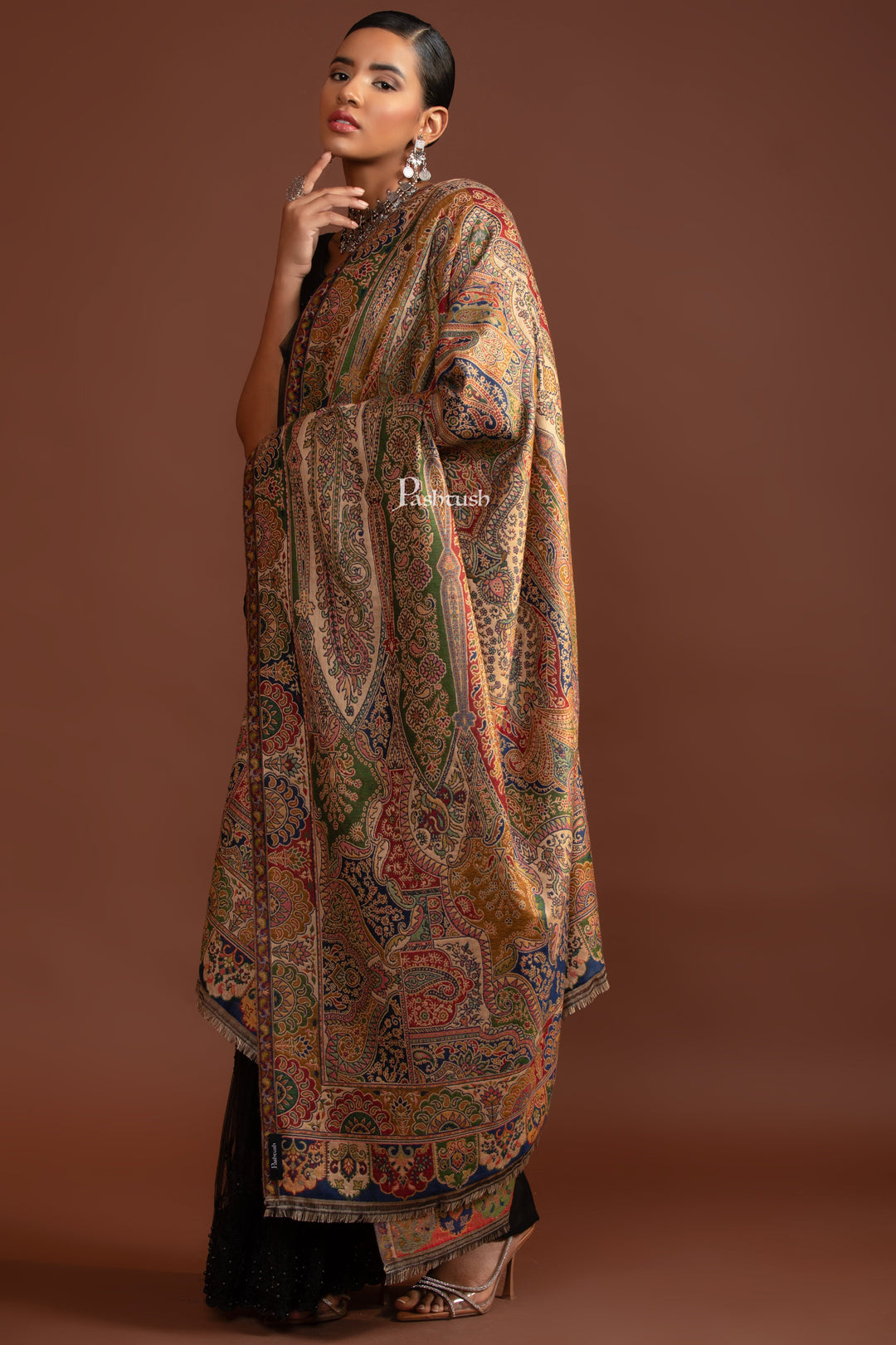 Pashtush India Womens Shawls Pashtush Womens Faux Pashmina Shawl, Ethnic  Pasiley Weave&