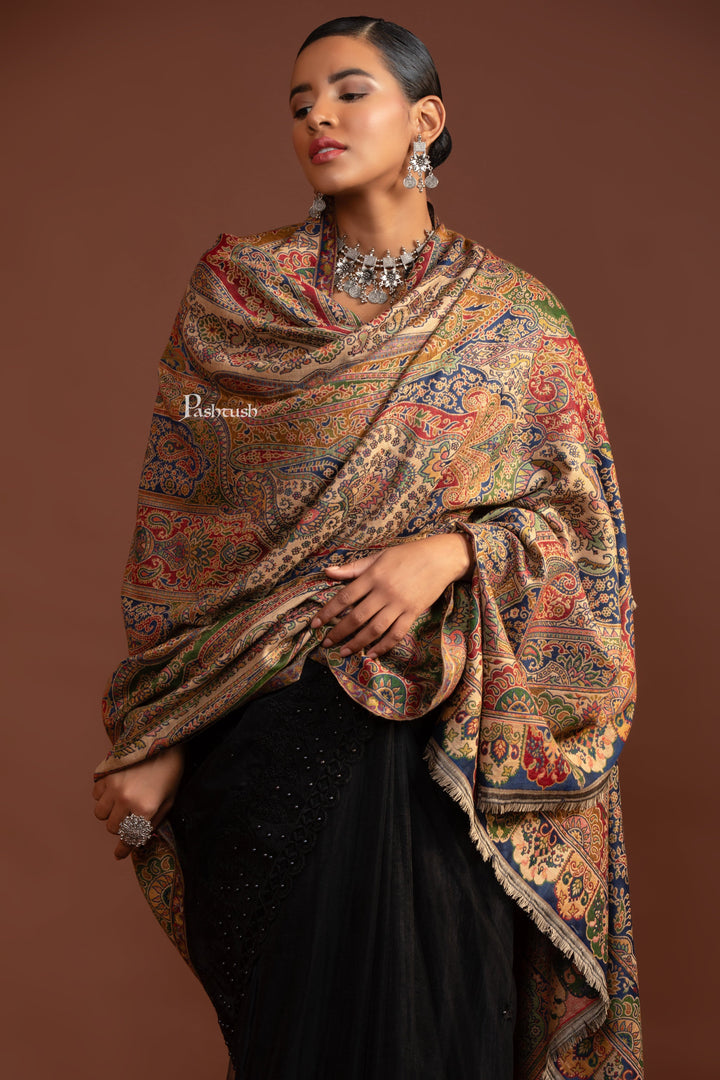 Pashtush India Womens Shawls Pashtush Womens Faux Pashmina Shawl, Ethnic  Pasiley Weave&