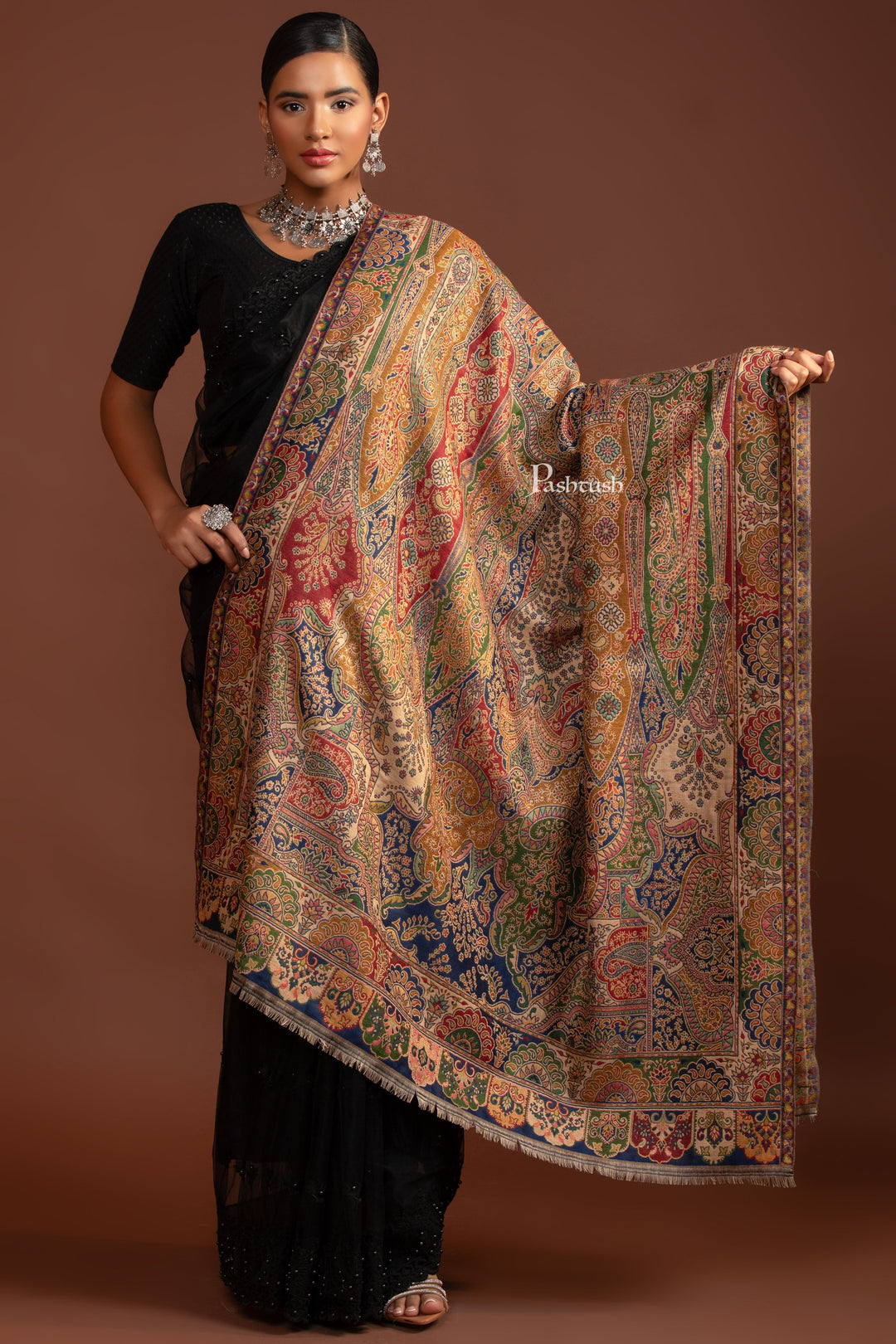Pashtush India Womens Shawls Pashtush Womens Faux Pashmina Shawl, Ethnic  Pasiley Weave&