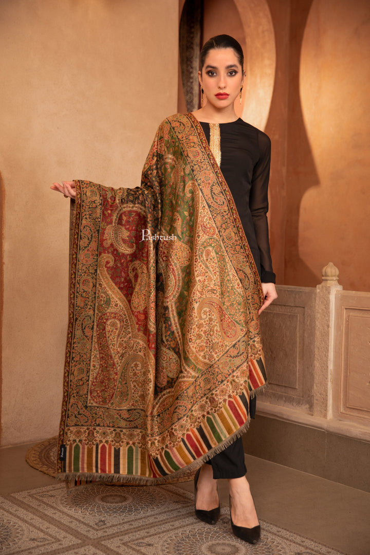 Pashtush India Womens Shawls Pashtush Womens Faux Pashmina Shawl, Ethnic  Pasiley Weave&