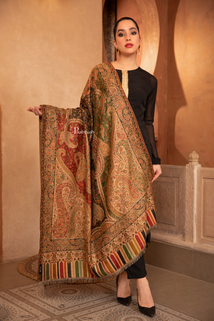 Pashtush India Womens Shawls Pashtush Womens Faux Pashmina Shawl, Ethnic  Pasiley Weave&