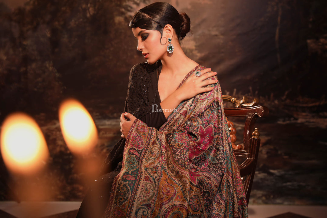 Pashtush India Womens Shawls Pashtush womens faux pashmina shawl, ethnic weave design, Multicolour