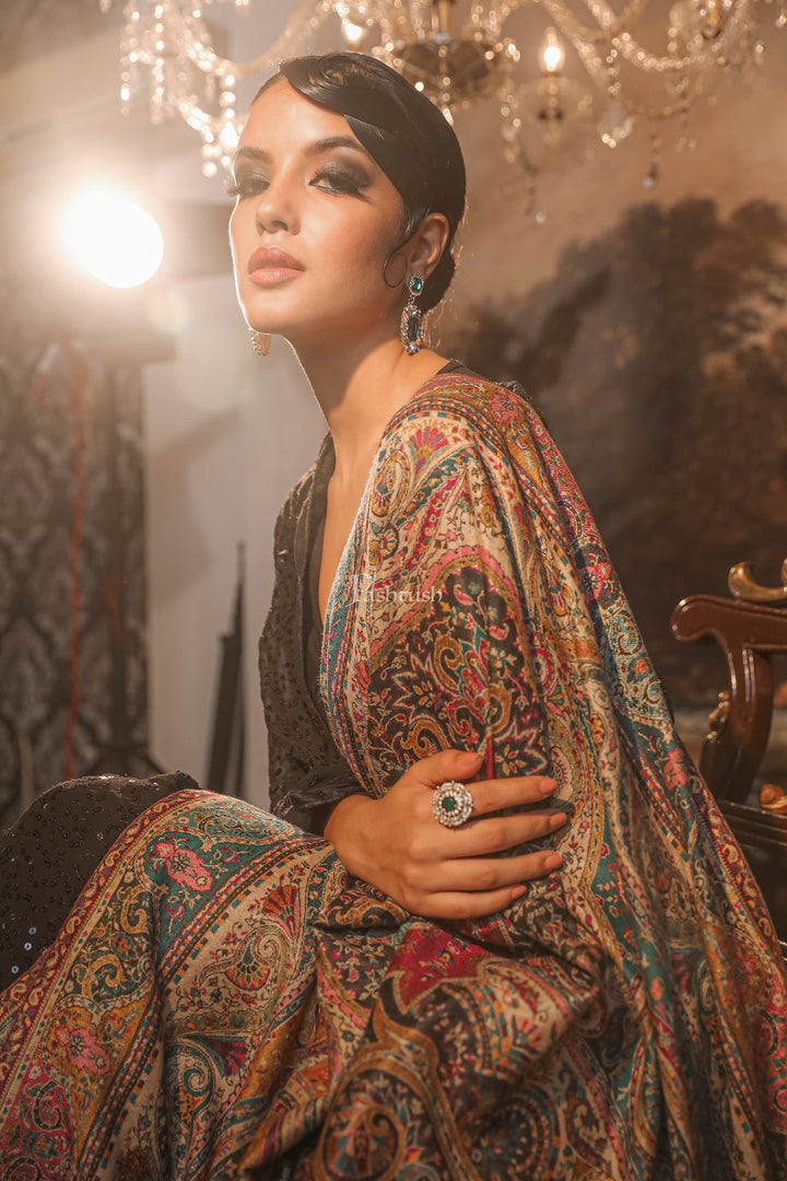 Pashtush India Womens Shawls Pashtush womens faux pashmina shawl, ethnic weave design, Multicolour