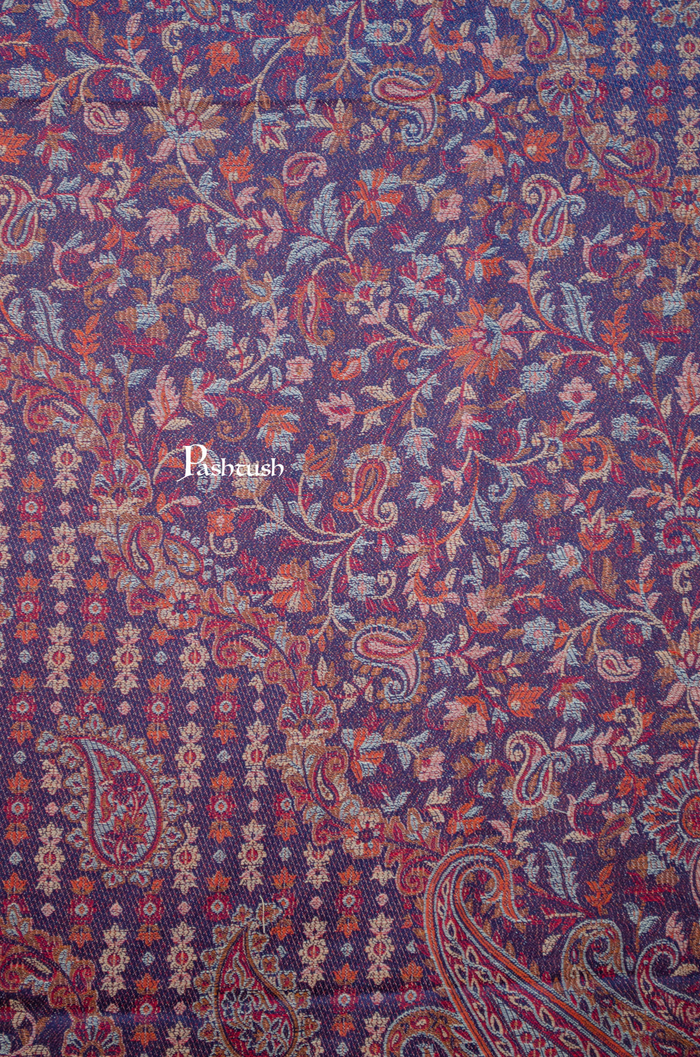 Pashtush India Womens Shawls Pashtush Womens Faux Pashmina Shawl, Ethnic Weave Design, Navy Blue