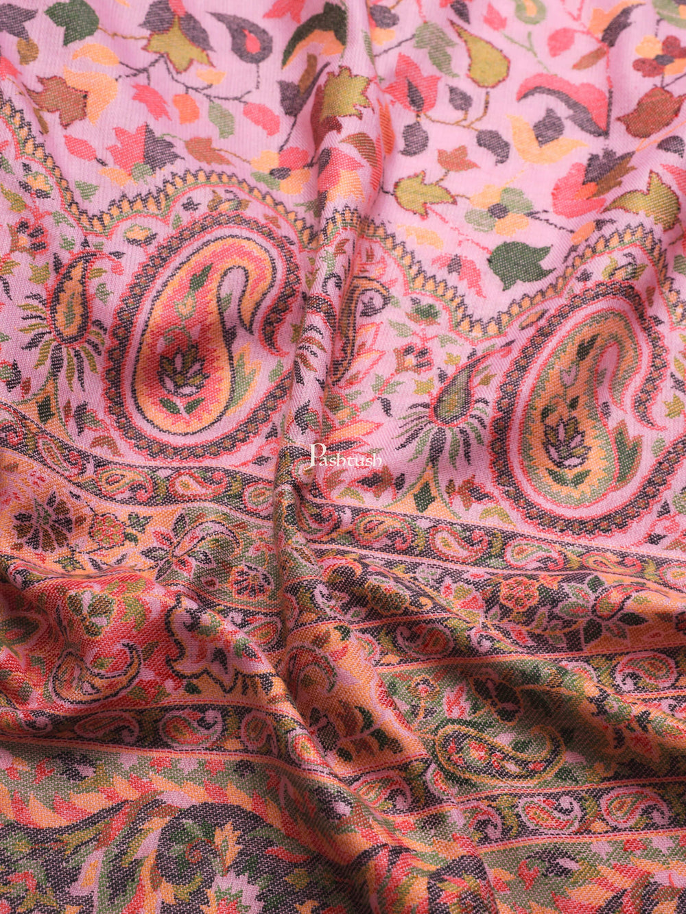 Pashtush India Womens Shawls Pashtush Womens Faux Pashmina Shawl, Ethnic weave Design, Soft Pink