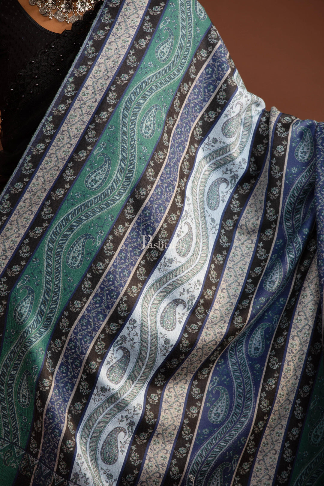 Pashtush India womens scarf and Stoles Pashtush Womens Faux Pashmina Shawl, Multi Stripe Design, Multicolour