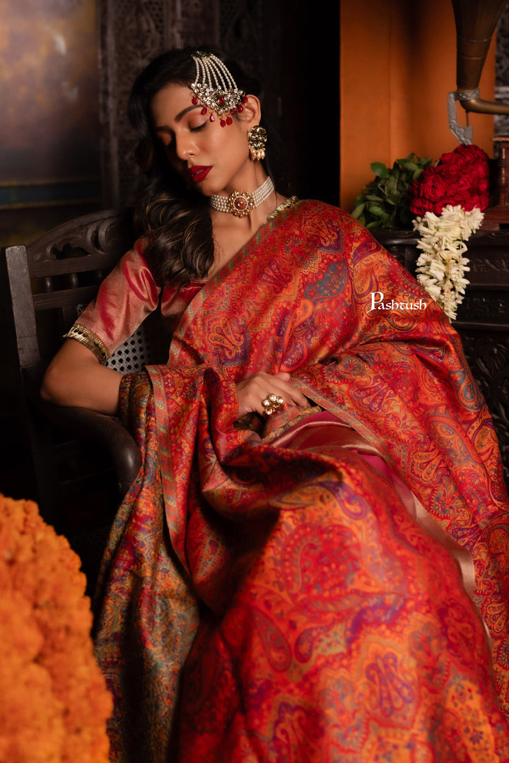 Pashtush India Womens Shawls Pashtush Womens Faux Pashmina Shawl, Pailsey Weave Design, Red