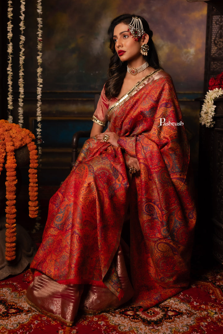 Pashtush India Womens Shawls Pashtush Womens Faux Pashmina Shawl, Pailsey Weave Design, Red