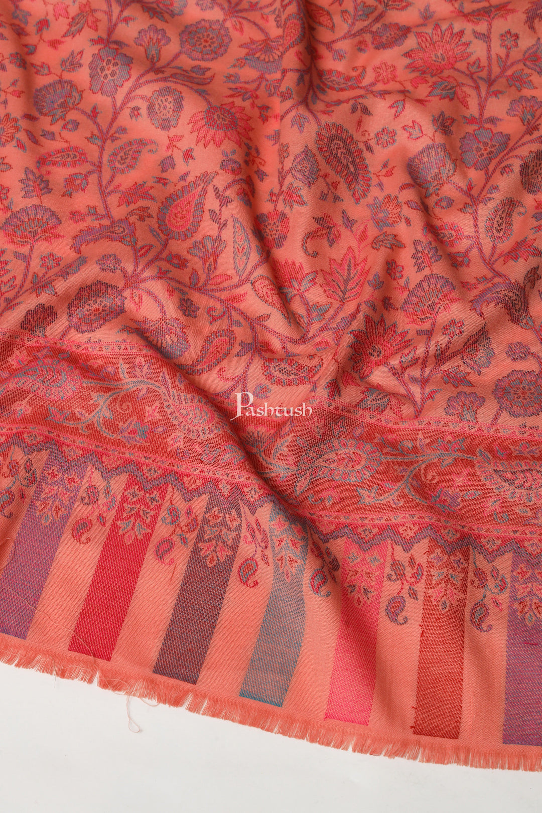 Pashtush India Womens Shawls Pashtush Womens Faux Pashmina Shawl, Paisley Ethnic Woven Design, Peach