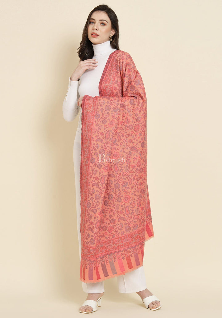 Pashtush India Womens Shawls Pashtush Womens Faux Pashmina Shawl, Paisley Ethnic Woven Design, Peach