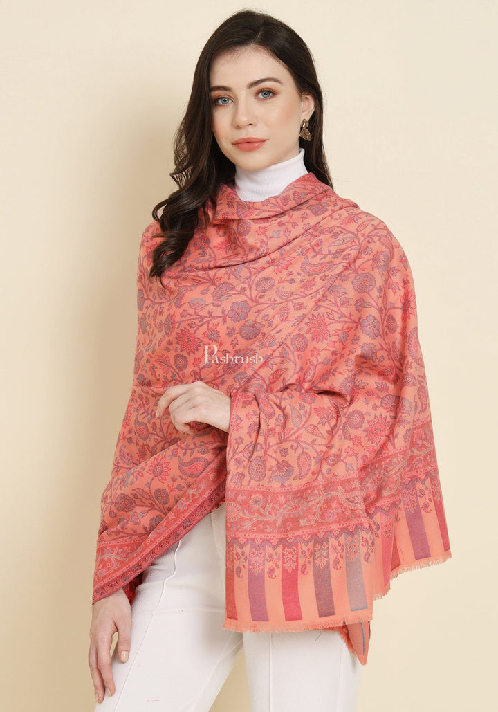 Pashtush India Womens Shawls Pashtush Womens Faux Pashmina Shawl, Paisley Ethnic Woven Design, Peach