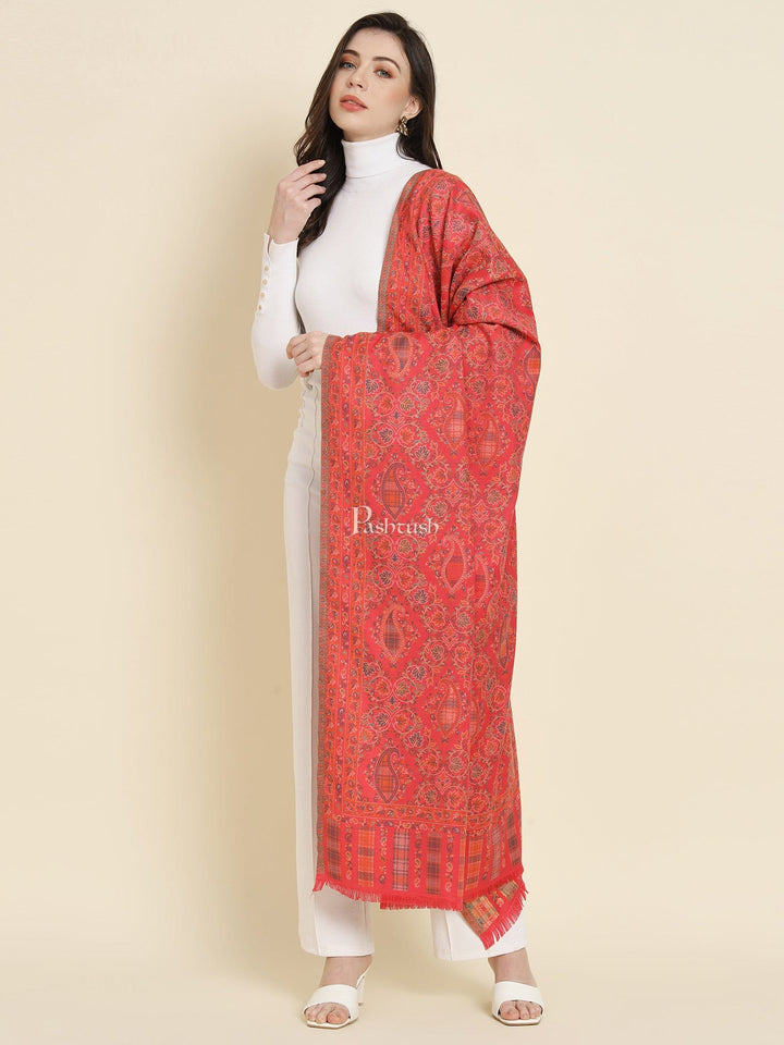 Pashtush India Womens Shawls Pashtush Womens Faux Pashmina Shawl, Paisley Ethnic Woven Design, Rose