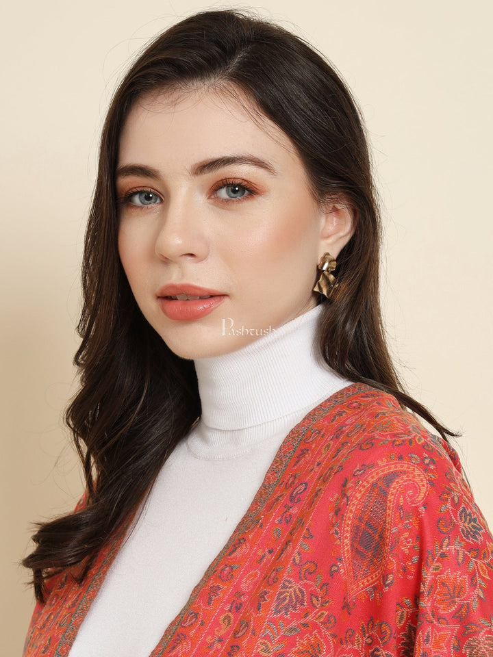 Pashtush India Womens Shawls Pashtush Womens Faux Pashmina Shawl, Paisley Ethnic Woven Design, Rose