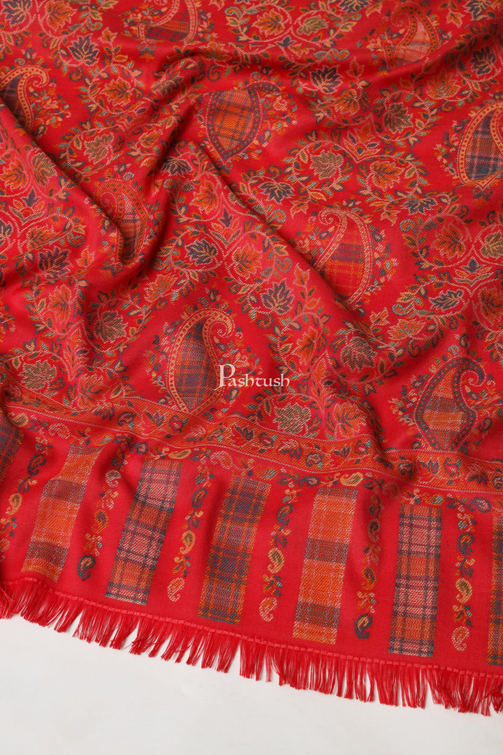 Pashtush India Womens Shawls Pashtush Womens Faux Pashmina Shawl, Paisley Ethnic Woven Design, Rose