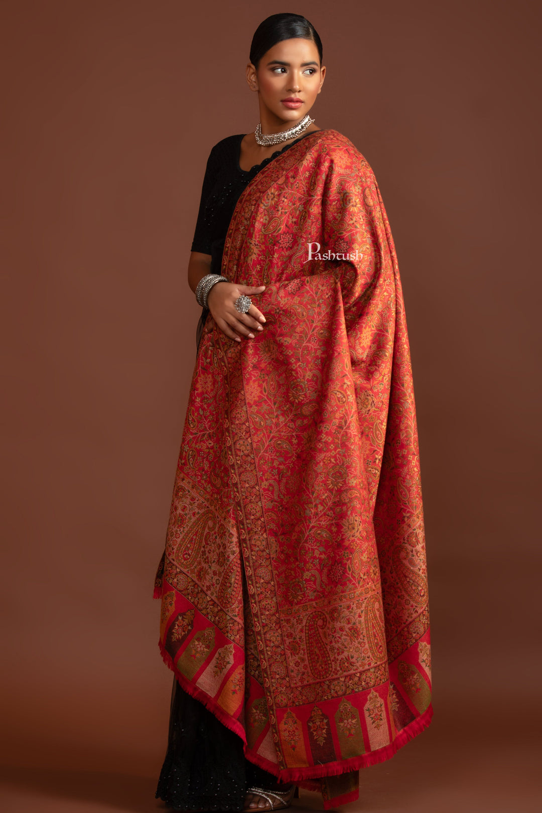 Pashtush India Womens Shawls Pashtush Womens Faux Pashmina Shawl, Pasiley Weave&
