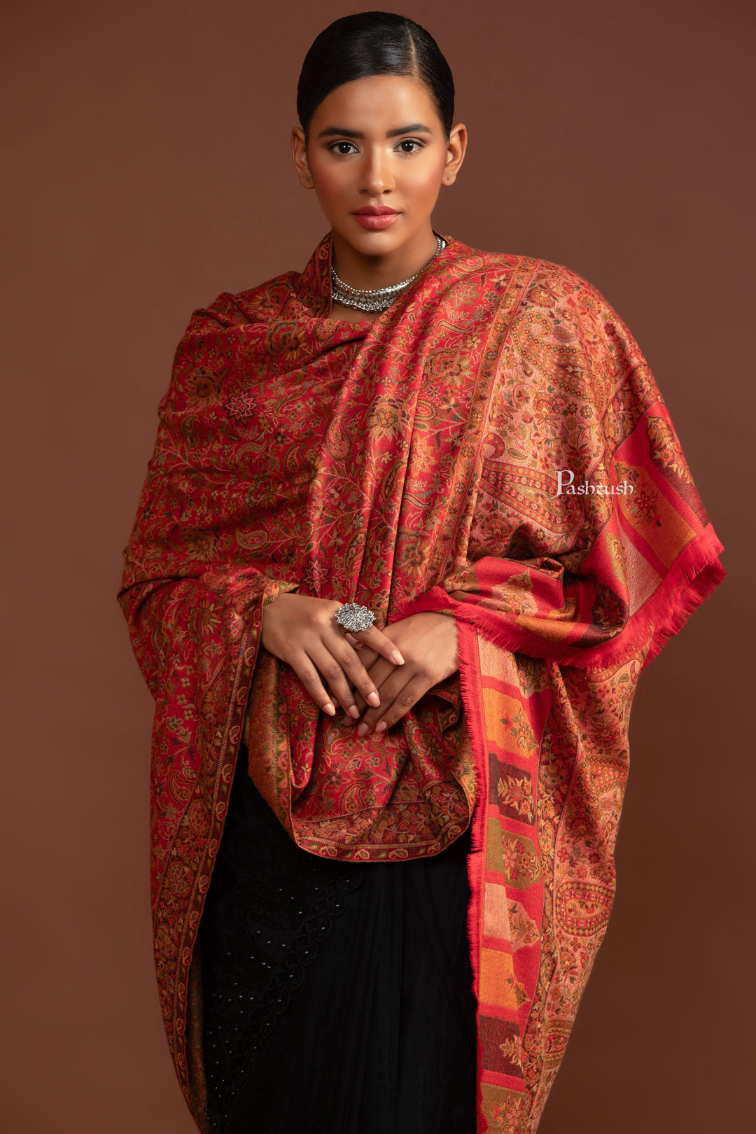 Pashtush India Womens Shawls Pashtush Womens Faux Pashmina Shawl, Pasiley Weave&