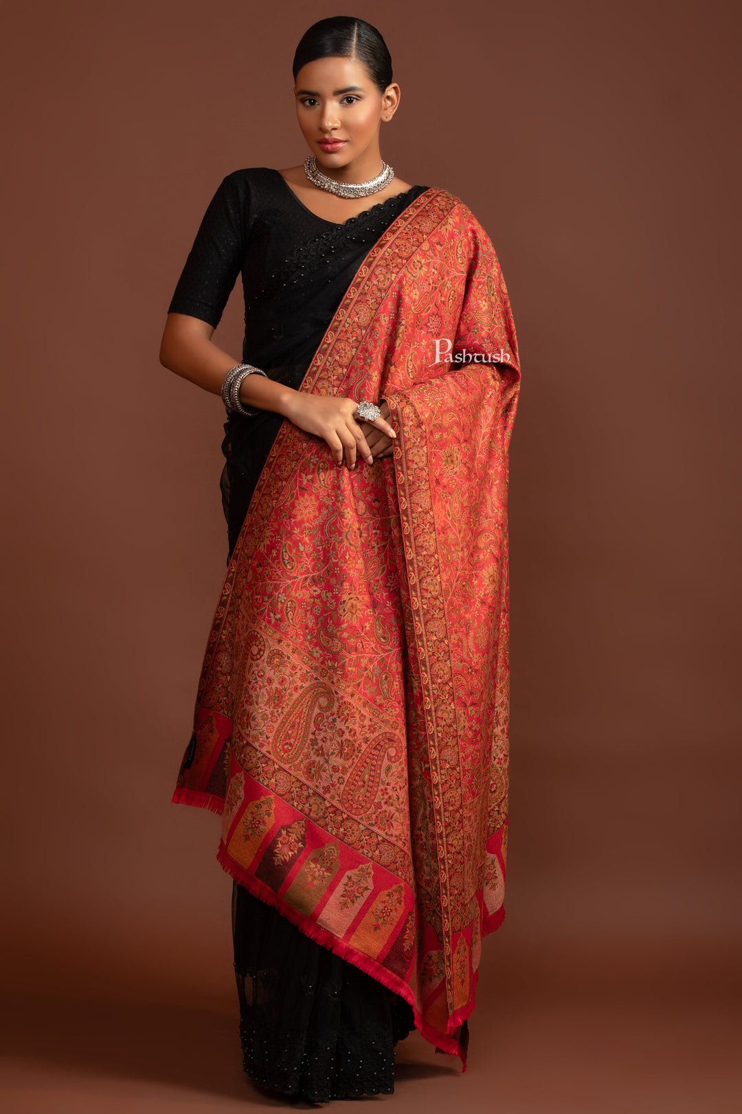 Pashtush India Womens Shawls Pashtush Womens Faux Pashmina Shawl, Pasiley Weave&