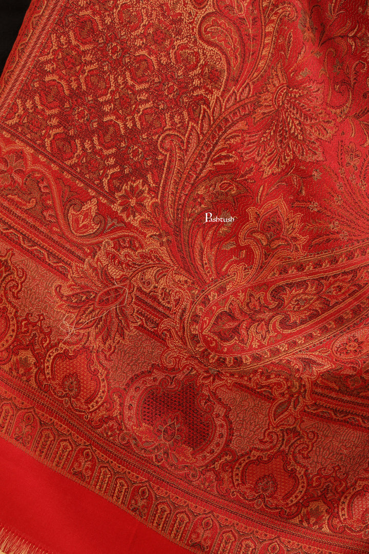 Pashtush India Womens Stoles and Scarves Scarf Pashtush Womens Faux Pashmina Stole, Jamawar Design, Maroon