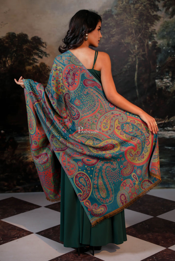 Pashtush India Womens Stoles and Scarves Scarf Pashtush womens Faux Pashmina stole, paisley weave design, Multicolour