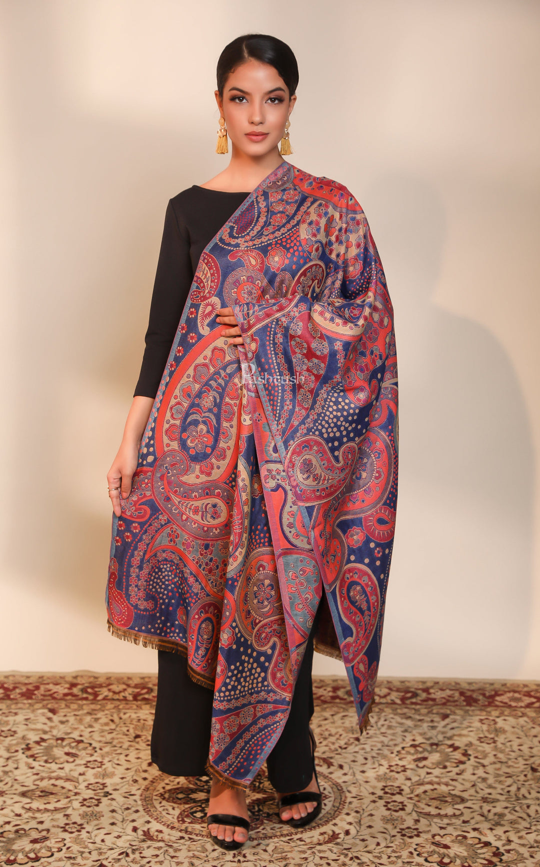 Pashtush India Womens Stoles and Scarves Scarf Pashtush womens Faux Pashmina stole, paisley weave design, Multicolour