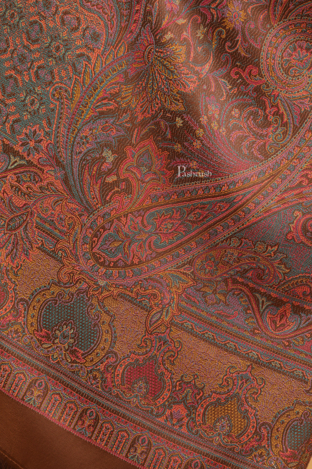 Pashtush India Womens Stoles Pashtush Womens Faux Pashmina Stole, Pasiley Design, Brown
