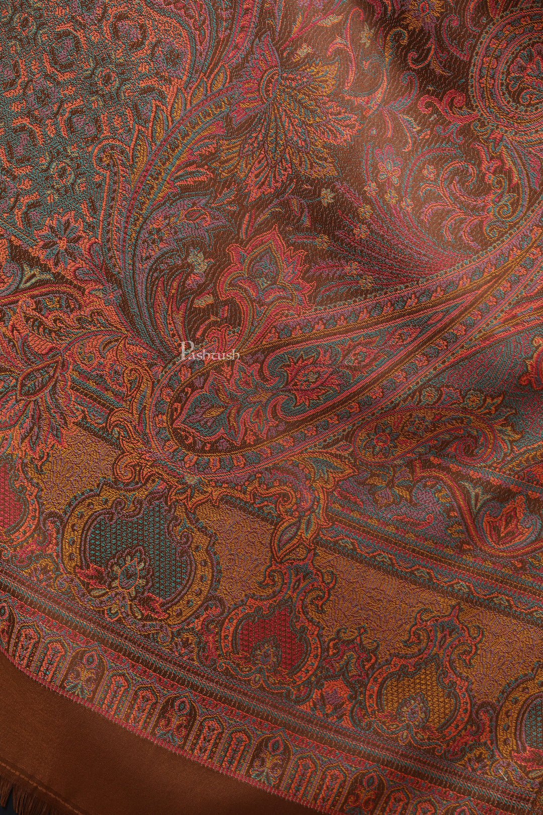 Pashtush India Womens Stoles Pashtush Womens Faux Pashmina Stole, Pasiley Design, Brown