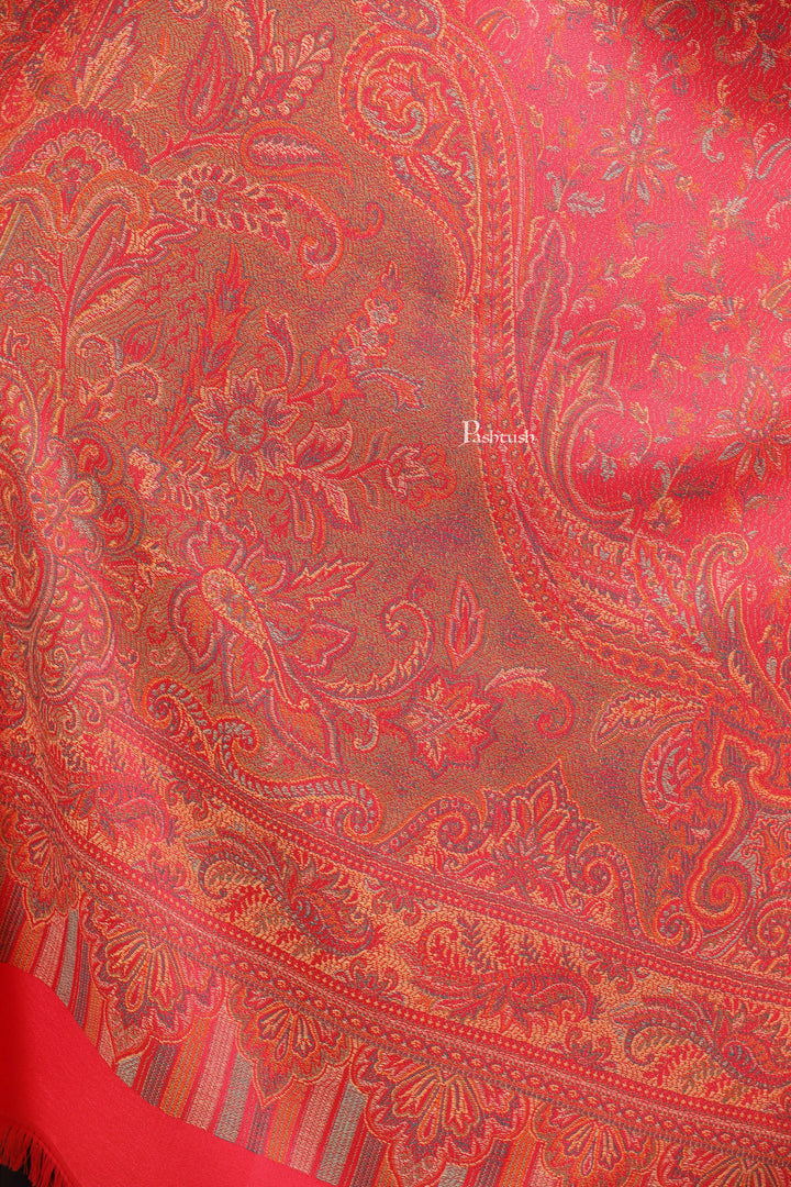 Pashtush India Womens Stoles Pashtush Womens Faux Pashmina Stole, Pasiley Design, Dark Pink