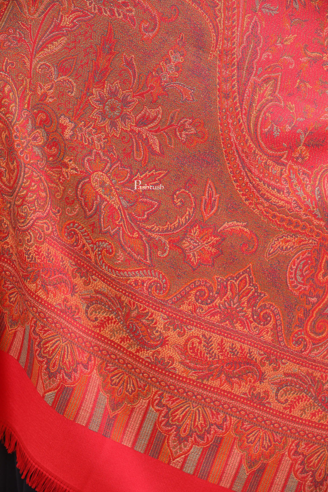 Pashtush India Womens Stoles Pashtush Womens Faux Pashmina Stole, Pasiley Design, Dark Pink
