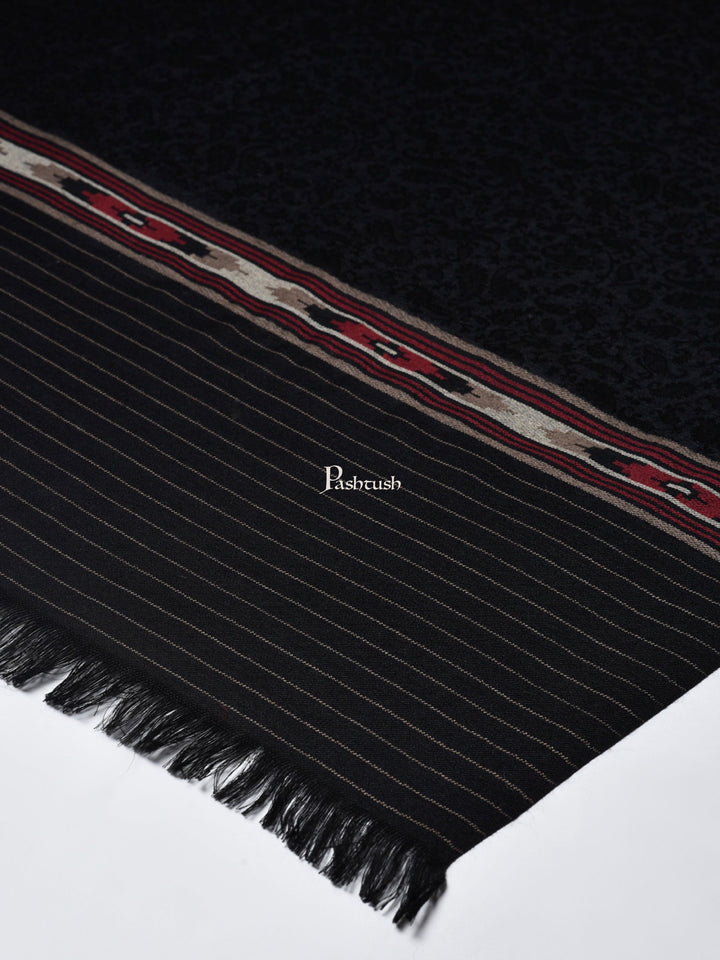 Pashtush India Womens Shawls Pashtush Womens Fine Wool Aztec Weave Shawl, Soft And Warm, Black