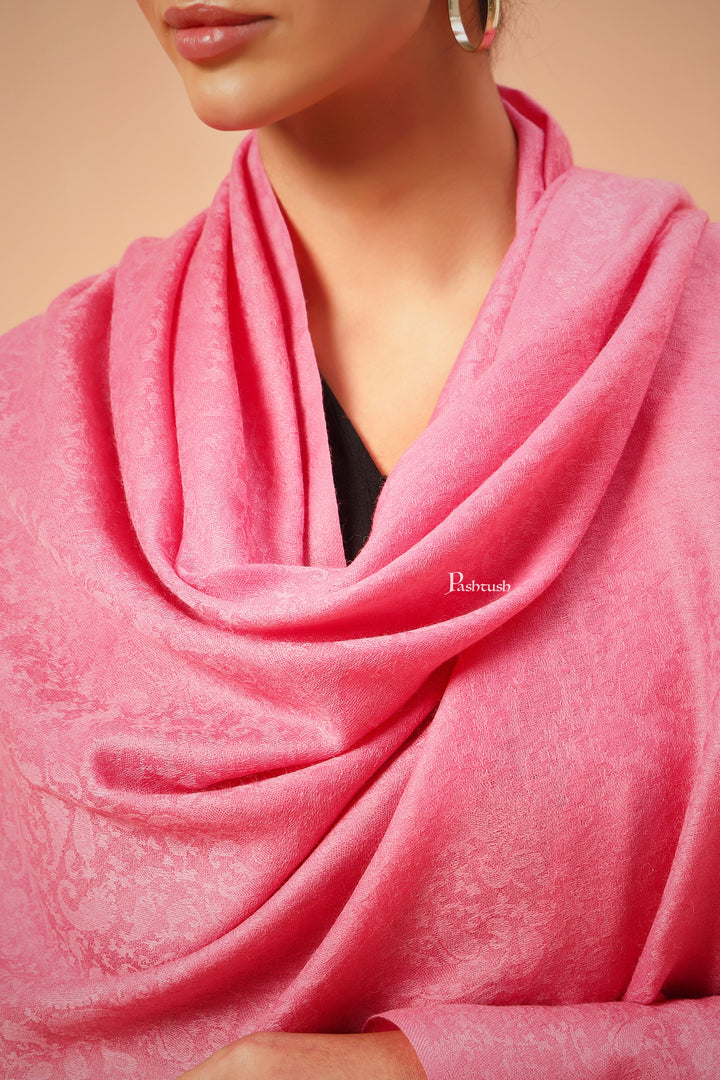 Pashtush India Womens Shawls Pashtush Womens Fine Wool Aztec Weave Shawl, Soft And Warm, Pink