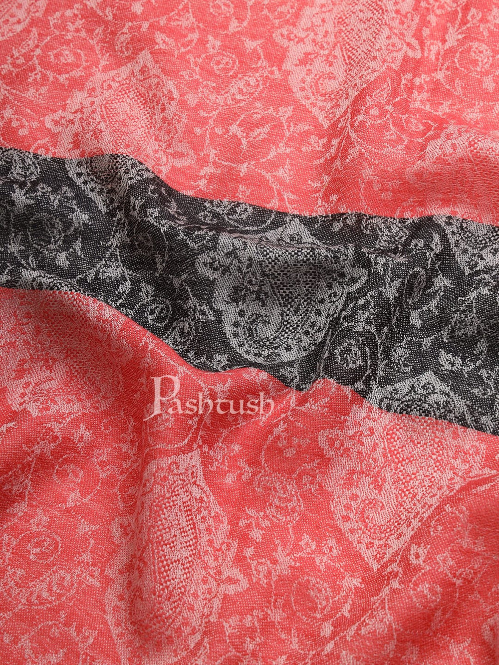 Pashtush India Womens Stoles and Scarves Scarf Pashtush Womens Fine Wool, Extra Soft and Warm Paisley Weave Scarf, Red and Black