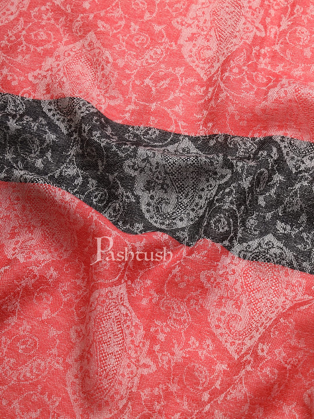 Pashtush India Womens Stoles and Scarves Scarf Pashtush Womens Fine Wool, Extra Soft and Warm Paisley Weave Scarf, Red and Black