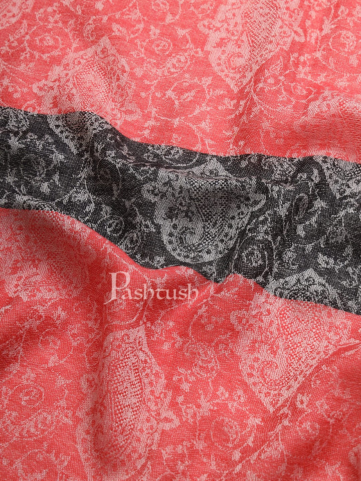Pashtush India Womens Stoles and Scarves Scarf Pashtush Womens Fine Wool, Extra Soft and Warm Paisley Weave Scarf, Red and Black