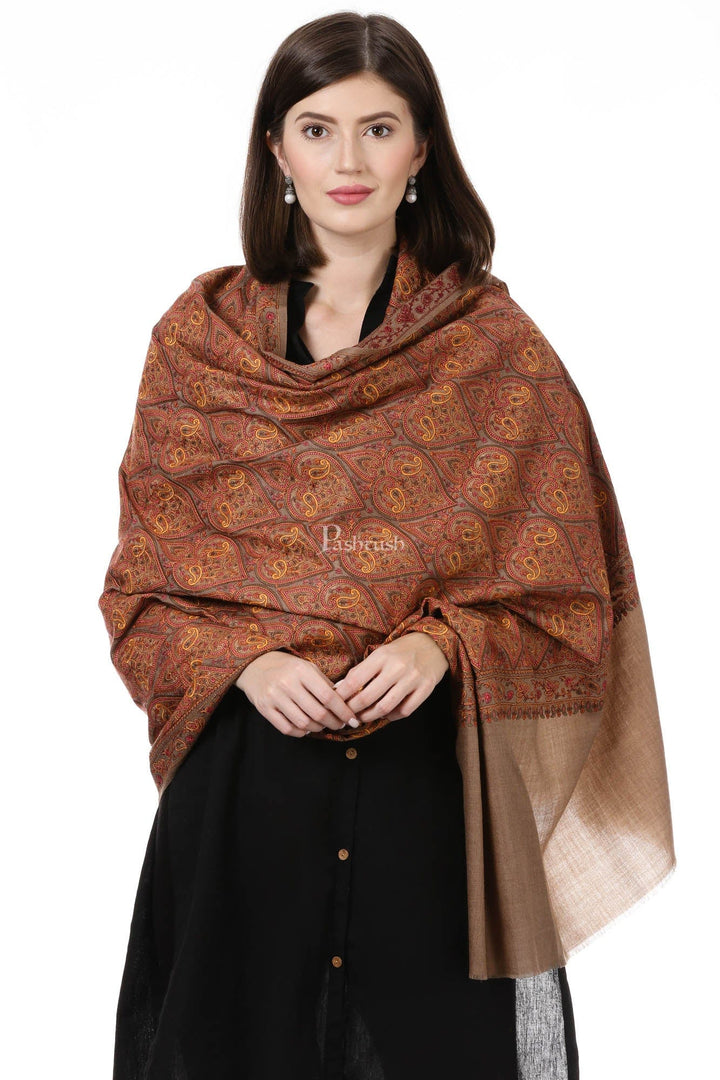 Pashtush India Womens Shawls Pashtush Womens Fine Wool , Fineembroidery Shawl