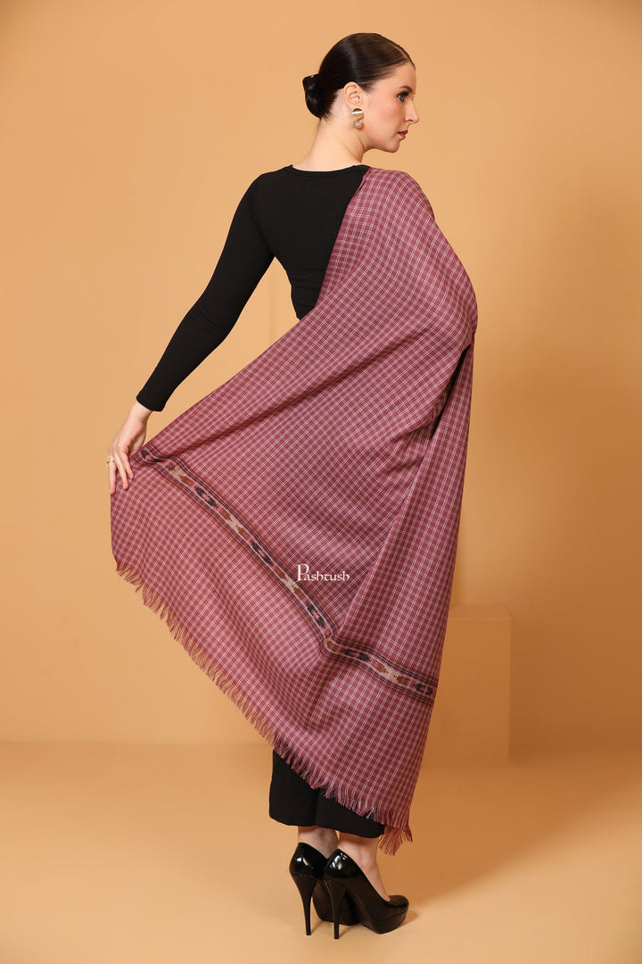 Pashtush India Womens Shawls Pashtush Womens Fine Wool Shawl, Aztec Weave, Woven Design, Peel Lilac