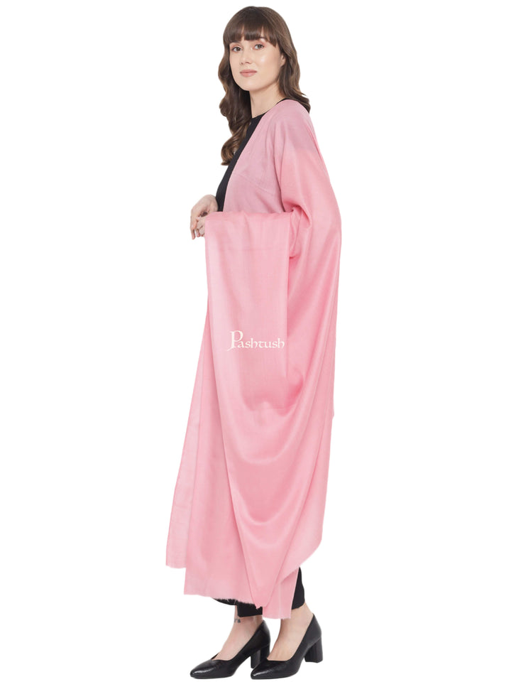 Pashtush India Womens Shawls Pashtush Womens Fine Wool Shawl, Basics, Extra Soft Warm Light Weight, Solid Blush Pink