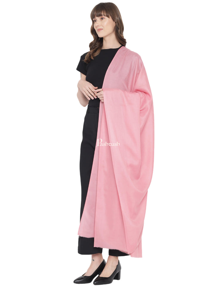 Pashtush India Womens Shawls Pashtush Womens Fine Wool Shawl, Basics, Extra Soft Warm Light Weight, Solid Blush Pink