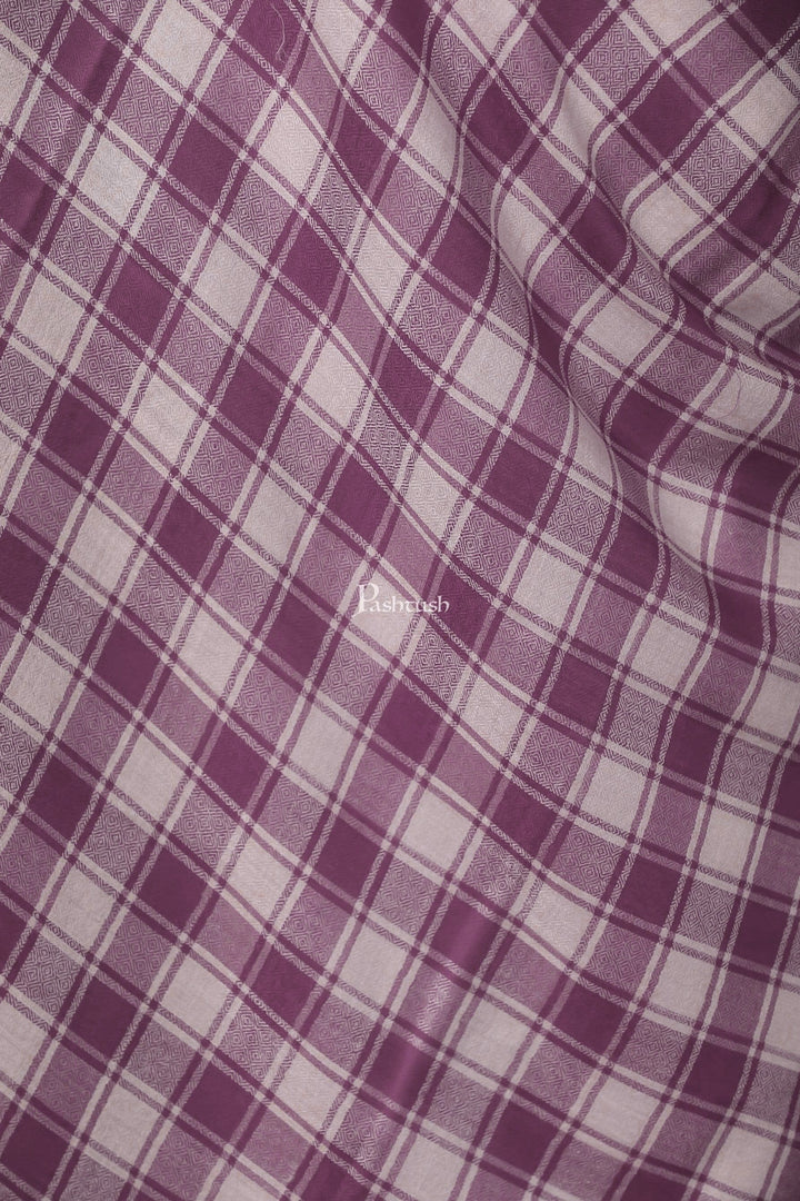 Pashtush India Womens Shawls Pashtush Womens Fine Wool Shawl, Checkered Design, Majenta