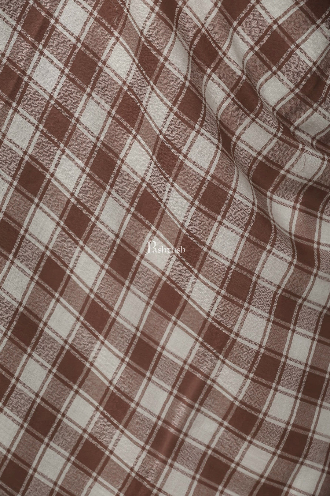 Pashtush India Womens Shawls Pashtush Womens Fine Wool Shawl, Checkered Design, Purple