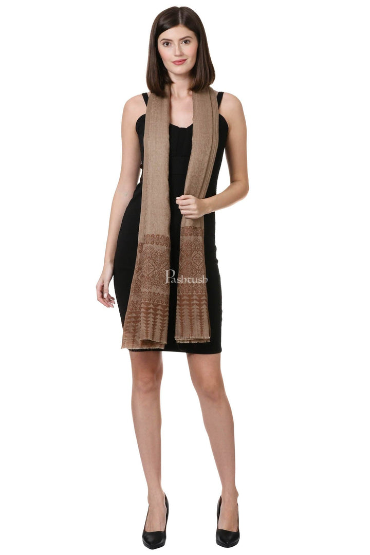 Pashtush India Womens Shawls Pashtush Womens Fine Wool Shawl, Coffee